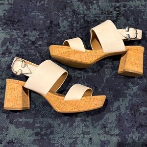 AEROSOLES Cream and Tan Platform Sandals